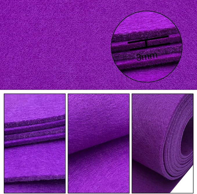 aufodara Felt Fabric 11.8 x 98.4 inch Craft Felt Fabric Roll, Felt 3mm Thick for Felt Table Mats DIY Arts & Crafts Patchwork Sewing Decorations (Purple)