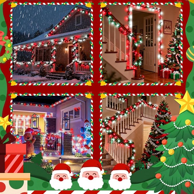 2025 New Voice Control 88ft 240LED Smart Christmas String Lights Outdoor/Indoor | String Lights with Remote, 12Modes, 7Voice Commands & Timers, Christmas Twinkle Light for Xmas Tree Decor(Red & White)