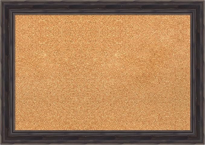 Amanti Art Natural Cork Board for Wall, 19x27 Vision Board with Brown Wood Frame, Medium Corkboard Office Decor for Home Organization, Rustic Farmhouse Corkboard Pinboard to display items for home