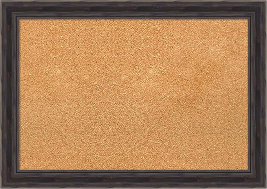 Amanti Art Natural Cork Board for Wall, 19x27 Vision Board with Brown Wood Frame, Medium Corkboard Office Decor for Home Organization, Rustic Farmhouse Corkboard Pinboard to display items for home