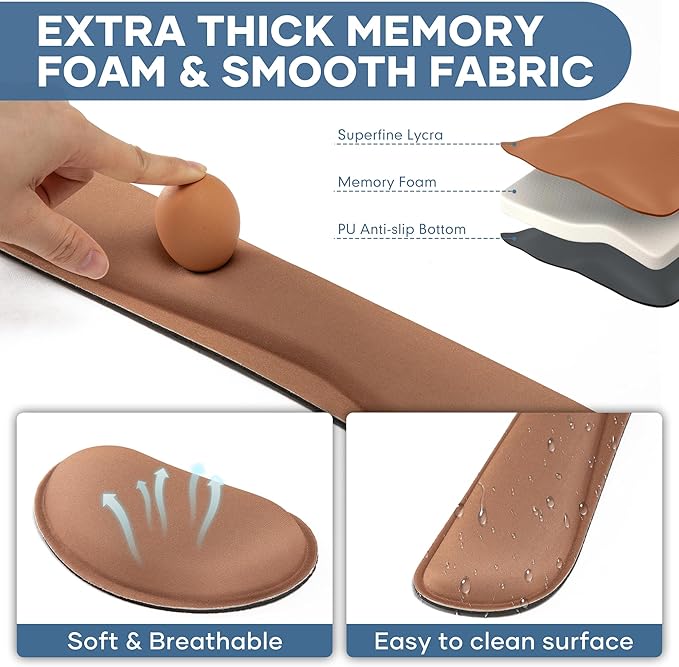 Office Ergonomic Memory Foam Computer Mouse and Keyboard Wrist Rest pad Support Carpal Tunnel, Wrist Rest for Keyboard and Mouse, Wrist Support Set