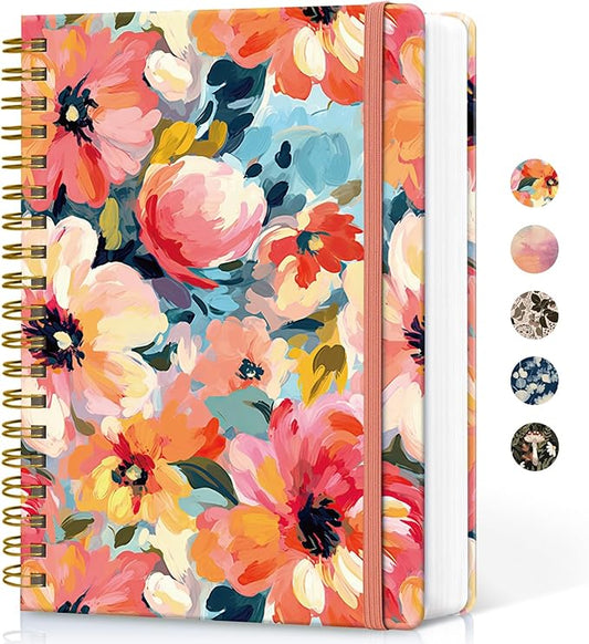 Taja Lined Spiral Notebook Journal for Work, 300 Pages Thick B5 (7.1"x10") College Ruled Journal for Women & Writing, Hardcover Notebook for Note Taking, Perfect for Office Home School, Pastel Garden