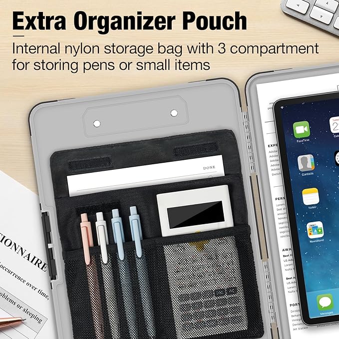 Sooez Toughest Clipboard with Storage, Internal Pen Pouch Included, Letter/ A4 Size, Shockproof Heavy Duty Plastic Clip Boards 8.5x11”, High Capacity Clipboards Box Case for Contractor Trucker Driver