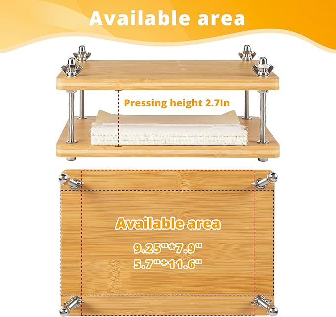 Bamboo Wooden Book Press for Bookbinding - Portable Bookbinding Machine and Book Press (11.6 x 7.9 inches)
