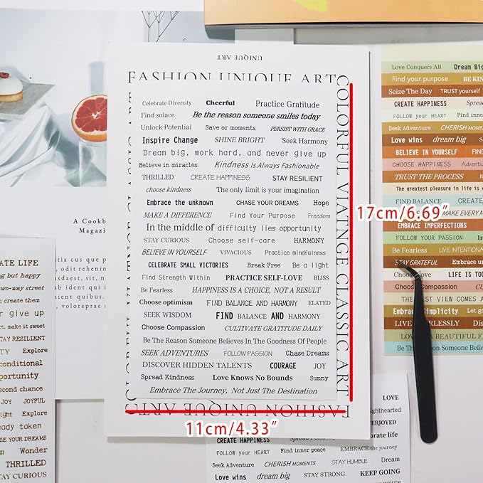 Scrapbook Supplies, 40 Sheets 2370 Pcs Word Quote Stickers Scrapbooking Supplies, Junk Journal Supplies for Scrapbook Junk Journal Bullet Journal DIY Craft Card Making