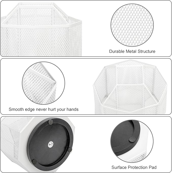 Exerz Desk Organiser/Mesh Desk Tidy Candy/Pen Holder/Multifunctional Organiser 360 Rotating