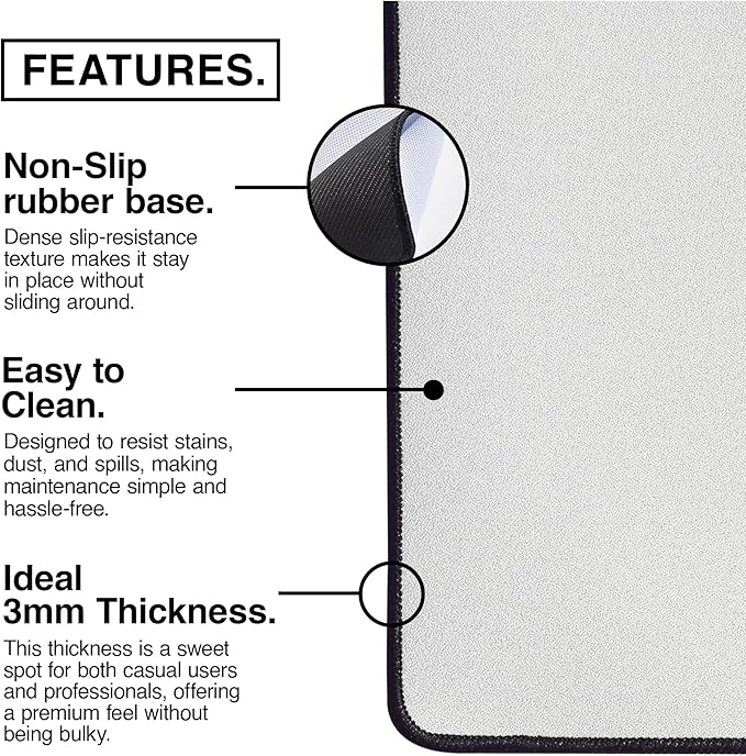 MPCO. OZGMX Large Gaming Desk Pad - 36" x 17" Aeroglyde Fabric Royal Bengal White Desk Mats - Non-Slip, Washable, Smooth Glide for Precision Gaming & Work