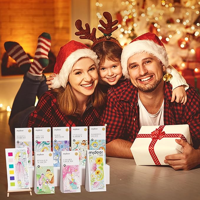 MiDeer Water Coloring Books for Kids Ages 4-8,Pocket Watercolor Painting Book Kit for Toddlers (Dinosaur Academy)