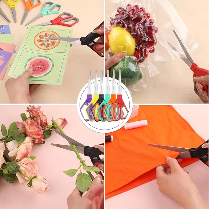 30Pack 8" Scissors All Purpose, Heavy Duty Scissors with Ultra Sharp Blades Comfort Grip Handles - For Office Home School Sewing Fabric Crafts, High/Middle School Student Teacher Scissor