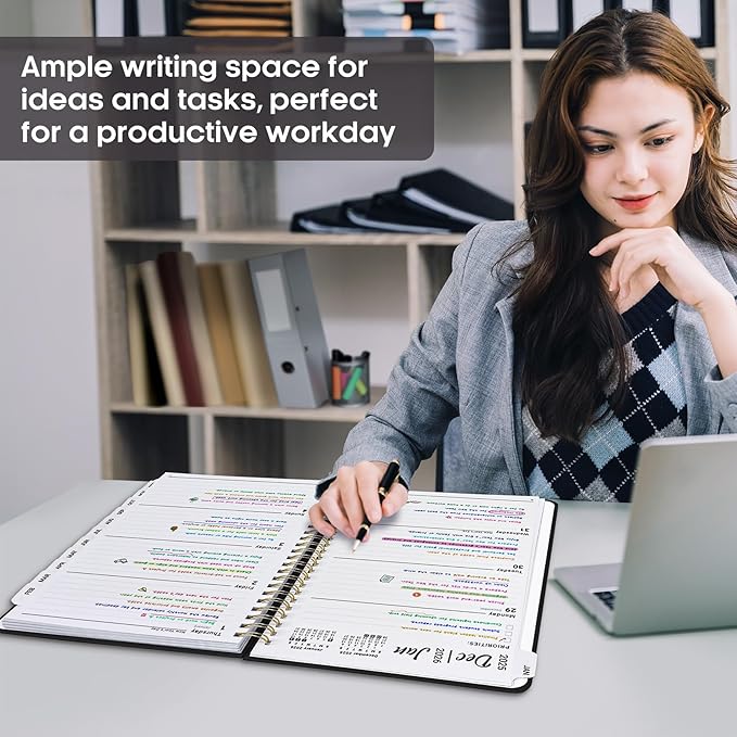 2026 Planner 8.5" x 11", Weekly and Monthly Calendar Planner Book, January 2026 - December 2026, Hardcover Spiral Planner with Monthly Tabs, Notes Pages, Perfect for Women & Men, A4 - Black