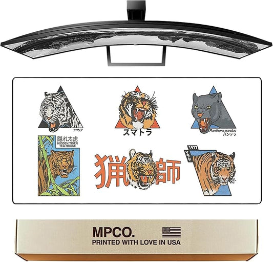 MPCO. OZGMX Large Gaming Desk Pad - 36" x 17" Duraglyde Fabric Panthera Desk Mats - Non-Slip, Washable, Smooth Glide for Precision Gaming & Work