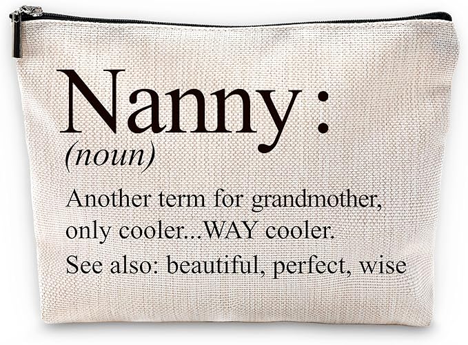 Sufamb Nanny Gifts Makeup Bag, Grandma Gifts for Mother's Day Birthday from Grandkids Cosmetic Bags, Best Grandma Gift Portable Small Toiletry Bag Zipper Makeup Pouch