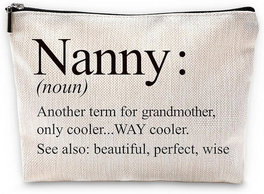 Sufamb Nanny Gifts Makeup Bag, Grandma Gifts for Mother's Day Birthday from Grandkids Cosmetic Bags, Best Grandma Gift Portable Small Toiletry Bag Zipper Makeup Pouch