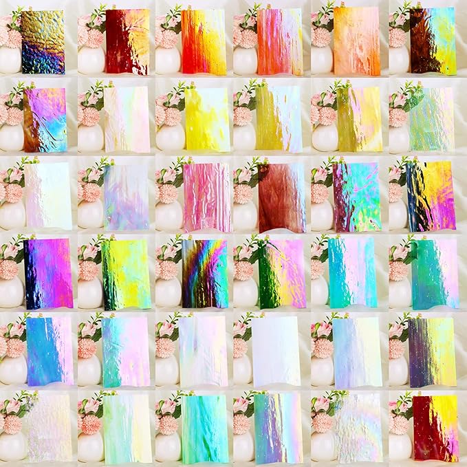 36 Sheets Opaque Stained Glass Bulk Variety Pack, 4 x 6 Inch Mosaic Glass Tiles for Crafts, Assorted Colors Cathedral Art Glasses Sheets for Stained Glass Making Projects