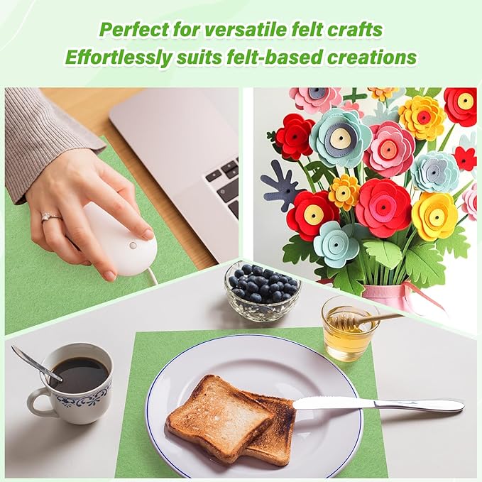 XSEINO 13 Rolls Grass Green Felt Fabric,8"x35"(20.5x90cm) 1.4mm Thick Soft Felt Fabric Sheet for Crafts,Grass Green Series Colors Soft Nonwoven Fabric,Fit for Decoration, Sewing, DIY Crafts