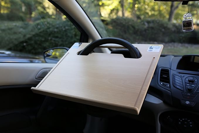Executive Size (18 1/2" x 14 1/2") Car Table – E-book & Notepad Vehicle Desk - Mobile Office - Steering Wheel Mountable Desk - Portable Automobile Desk For Laptop Computer/iPad - Car Tray