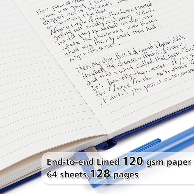 feela 3 Pack Notebooks Journals Bulk with 3 Black Pens, A5 Hardcover Notebook Classic Ruled Lined Journal Set with Pen Holder for Work Business Journaling Note Taking, 120 GSM, 5.1”x8.3”, Navy