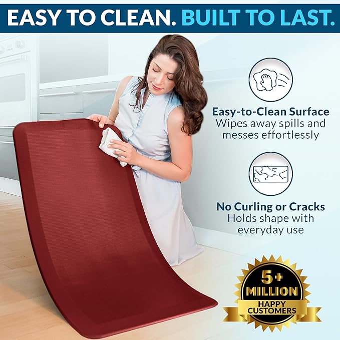 ComfiLife Anti Fatigue Floor Mat – 3/4 Inch Thick Kitchen Mats for Floor, Standing Desk Mat, Kitchen Rug – Comfort at Home, Office – Durable – Stain Resistant – Non-Slip Bottom (20" x 32", Red)