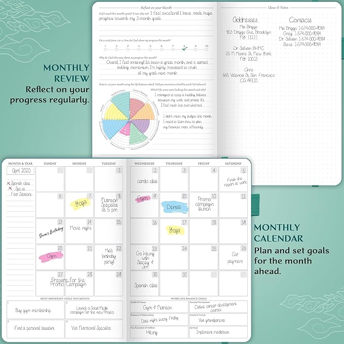 Legend Planner Hourly Schedule Edition – Deluxe Weekly & Daily Organizer with Time Slots. Time Management Appointment Book Journal for Work & Personal Life, Undated, A5 Hardcover – Viridian Green