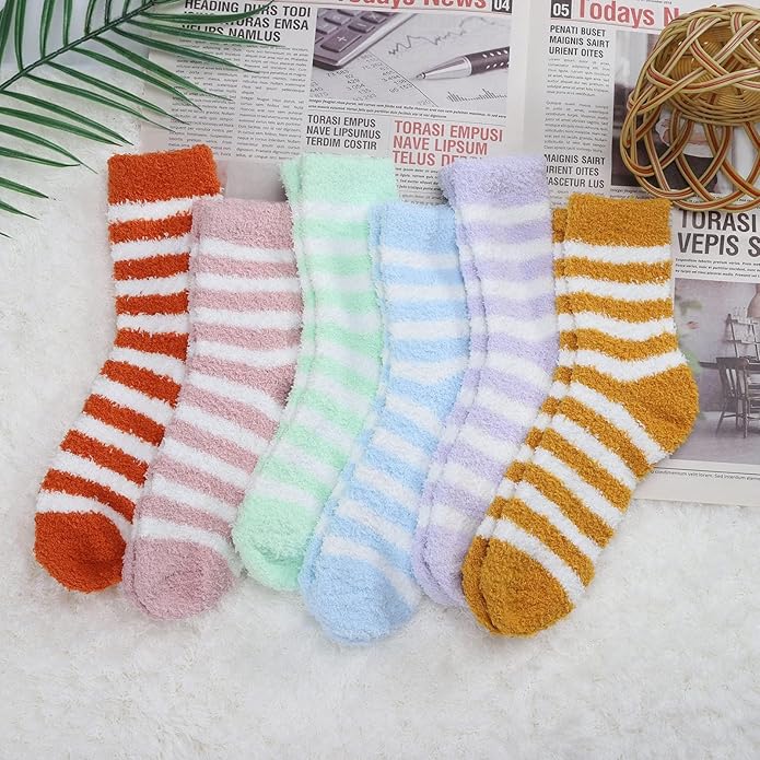 Womens Fuzzy Socks Microfiber Soft Cozy Warm Slipper Sleeping Winter Sock Fluffy Cabin Plush Stocking Stuffers