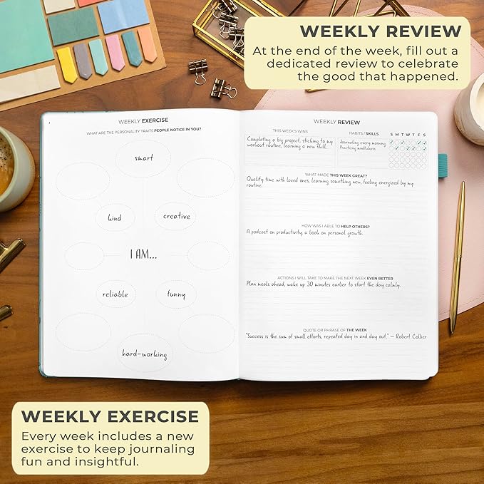 Clever Fox Gratitude Journal Large – Happiness, Positivity & Affirmation Journal – Inspirational Daily Notebook, 3 Months, 8.3x11” (Aquamarine)