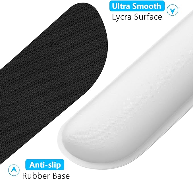 Dapesuom Enlarge Keyboard Wrist Rest, Cute Memory Foam Keyboard Wrist Cushion for Computer Desk Mats Support, Typing Pain Relief Ergonomic Mouse Pad Rests with Non-Slip Base for Gaming, Laptop, White