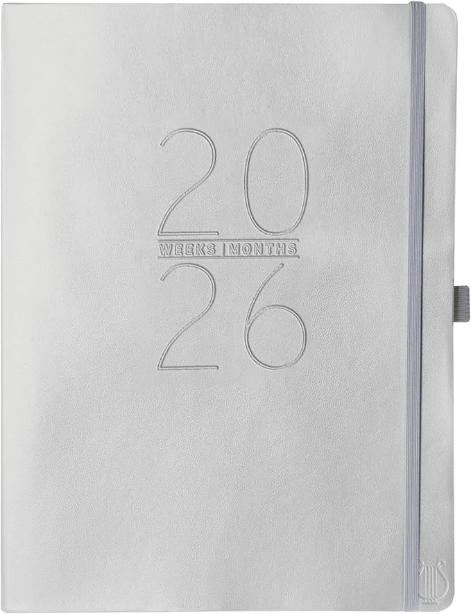 Graphique 2026 Apollo Business Planner | 18 Month Organizer, July 2025 - Dec. 2026 | Weekly & Monthly Spreads | To-Do List & Note Pages | Pen Loop | Vegan Leather | Silver | 8” x 10”