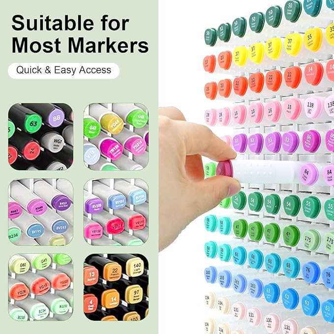 Marker Organizer, 210-Slot Marker Holder with Adjustable Dividers, Marker Storage Organizer for Desk, Home, Office, Craft Room, and Classroom