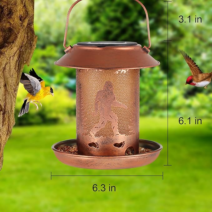 2 Pack Bird Feeders for Outdoors Bigfoot Garden Decor Gifts for Women Mom Grandma Solar Lanterns Outdoor Waterproof Metal Solar Decoration OutsideLED Lanterns for Yard, Patio, Lawn, Pathway
