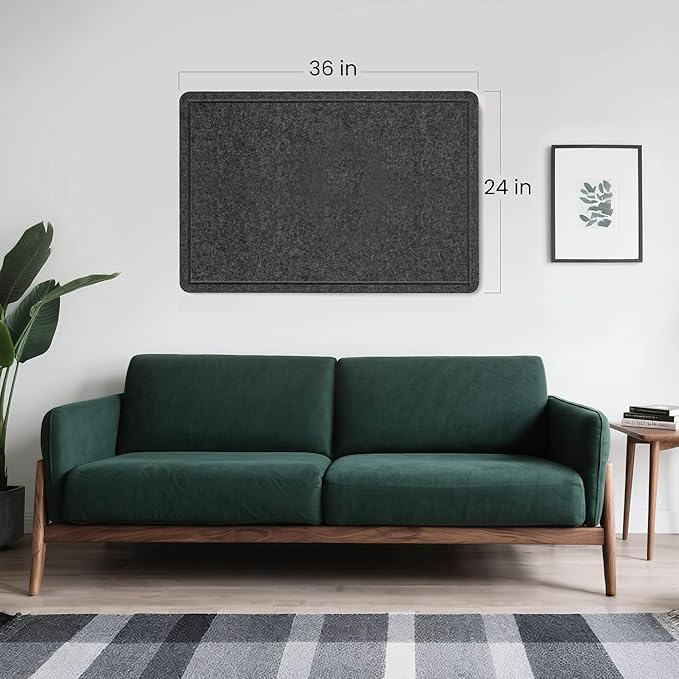 Bulletin Board, 36 x 24 inches Felt Board - Decorative Pin Board, Cork Board Alternative for Wall, 3' x 2' Foldable Picture Board Self-Adhesive Vision Board Prayer Board with 20 Pushpins - Dark Gray