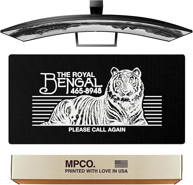 MPCO. OZGMX Large Gaming Desk Pad - 36" x 17" Duraglyde Fabric Royal Bengal Black Desk Mats - Washable, Smooth Glide for Precision Gaming & Work
