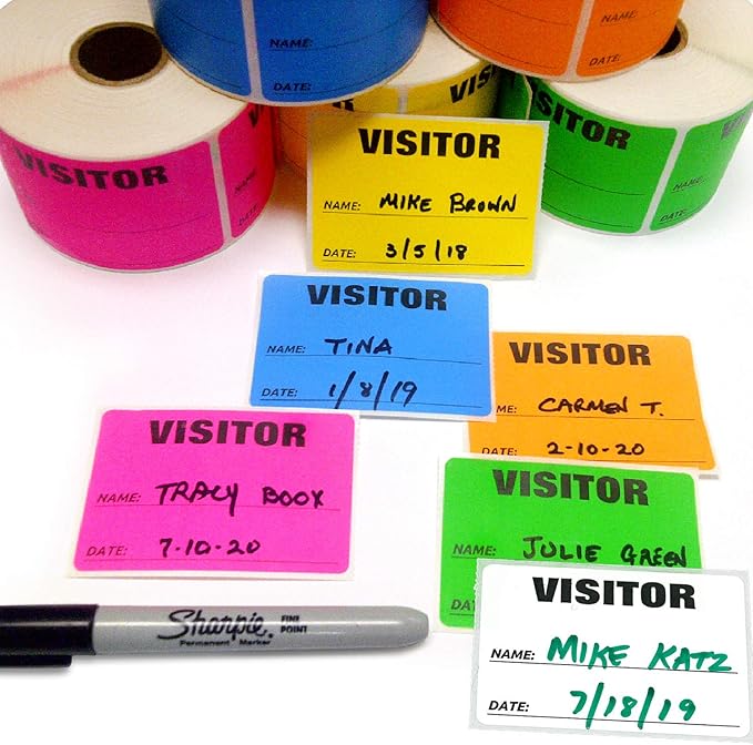 NextDayLabels - 3 x 2 Visitor Labels Pass, ID Labels and Safety Identification Badge Stickers 500 Per Roll (White)