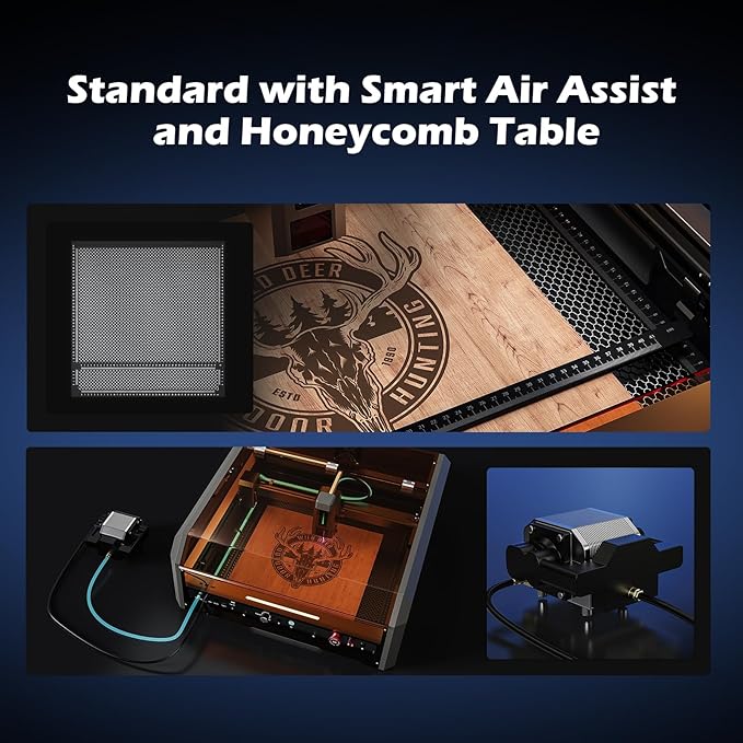 L8 Laser Engraver, 40W Power Output Laser Cutter Built-in Acrylic Enclosure with Vent, 40,000mm/min All-in-one Laser Engraving Machine Air Assist Pump, Honeycomb, Camera, Laser Safety Class 1