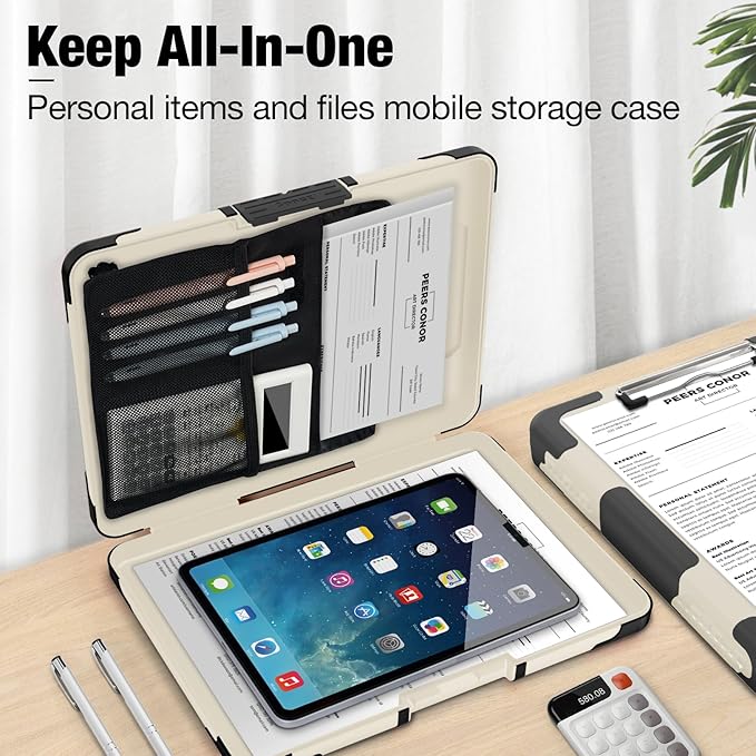 Sooez Toughest Clipboard with Storage, Internal Pen Pouch Included, Letter/ A4 Size, Shockproof Heavy Duty Plastic Clip Boards 8.5x11”, High Capacity Clipboards Box Case for Contractor Trucker Driver