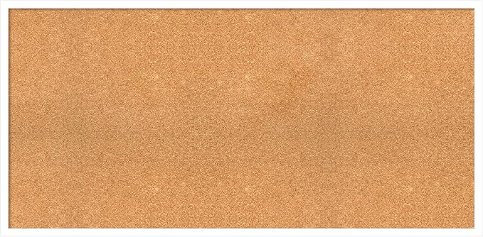 Amanti Art Natural Cork Board for Wall, 23x47 Vision Board with White Frame, Oversize Corkboard Office Decor for Home Organization, Modern Corkboard Pinboard to Display Items for Home Organization in
