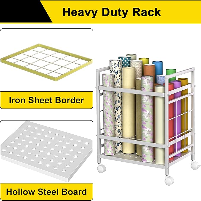 Blueprint Storage Rack, Blueprint Holder with Wheels, Used for Storing Blueprint/Carpet/Map/Poster/Architectural Construction Plan, 20 Slots, 2 Brakes, Silent wheel for Home, Office, School(Black)