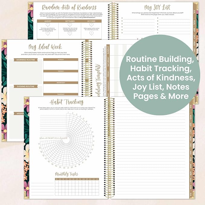 bloom daily planners 2025-2026 Hardcover Academic Year Goal & Vision Planner (July 2025 - July 2026) - Monthly & Weekly Calendar Agenda Organizer - 7.5" x 9" - Blooming Wildly