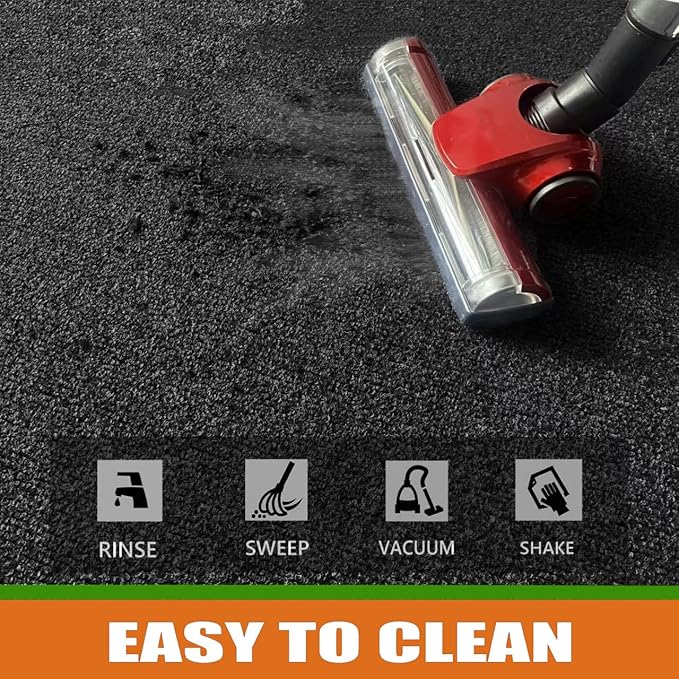 Front Door Mat, 4' x 6' Extra Large Commercial Industrial Rug Heavy Duty Outdoor Indoor Entryway Doormat Low Profile Welcome Entry Door Mat Non Slip Backing for Entrance Home Office,Black