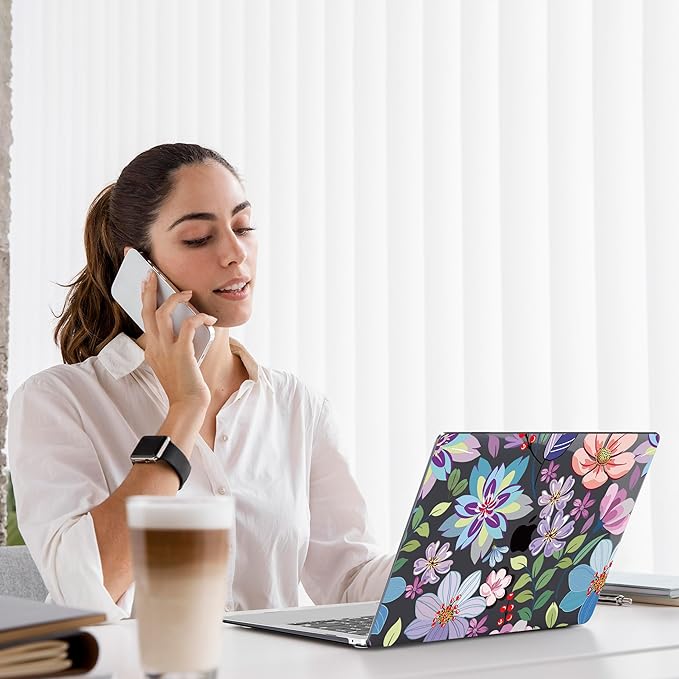 Teryeefi for MacBook Pro 13 inch Case M2 M1 2025 2022 2021-2016 Release fits Model A2338 /A2289/A2251/A2159/A1989/A1706 with Touch Bar, PC Hard Shell with Keyboard Cover, Pretty Colorful Flowers A004