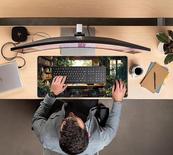 Green Plant Lovers Cute Desk Mat, Kawaii Desk Pad XXL Large Extended Lofi Mouse Pad Gaming Anime Mousepad, Big Laptop Computer Keyboard and Mouse Mat for Girl Women Office Desk Decor 31.5x15.7 in