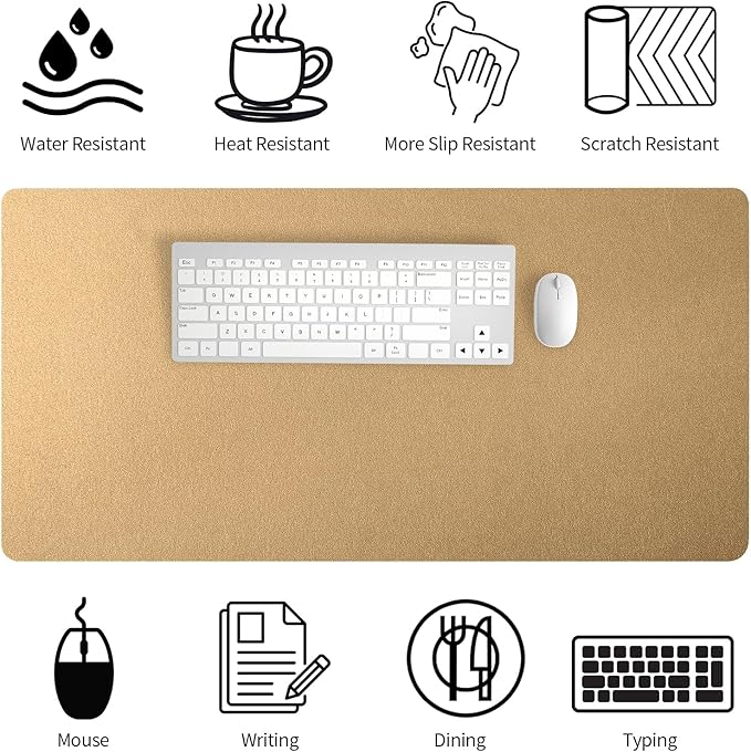 Bloss Gold Desk Mat, PU Large Mouse Pad for Desk, Desk Matt for Desktop, Desk Pad Mat Waterproof, Computer Mat for Office/Home/Decor/Desk Protector(31.5 x 15.7 Inches)