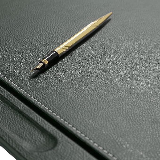 MOOGCO Bonded Set Luxury Leather Desk Pad & Desk Organization Essentials Desk Organizer Leather Desk Organizer (Green)