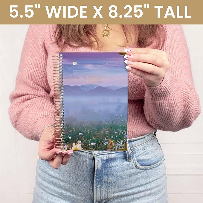 bloom daily planners HARDCOVER Planner 2025-2026 Academic Year (July 2025 - July 2026) - A5 Task Goal Organizer - Monthly & Weekly Inspirational Agenda Book - 5.5" x 8.25" - Mystical Mountains