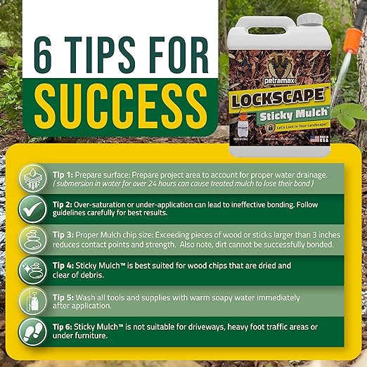 Lockscape Sticky Rock or Sticky Mulch Glue for Landscaping with Sprayer 1 Gallon, Max Rock Glue for Landscape & PetraTools HD101 Bundle, Lockdown Gravel or Mulch for Landscaping Hold (Mulches)