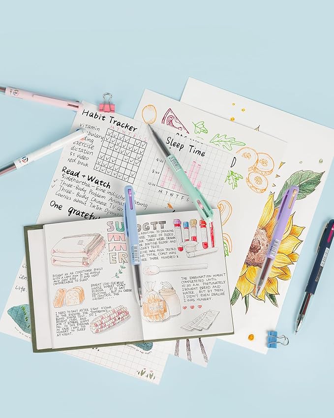 12 PCS Multicolor Gel Pen, 0.5mm Colored Pens, 3-in-1 Multicolor Ink Pens, 18 Colors Retractable Pen for Journaling Planner Office, Office Supplies