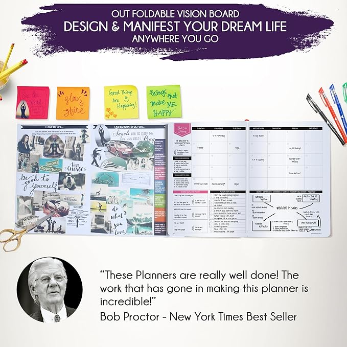 2026 Planner Weekly and Monthly | Law of Attraction Planner with Panduo App | A 12 Month Journey for Productivity, Gratitude & Goal Setting | Includes Foldable Vision Board, Gift Box & Stickers