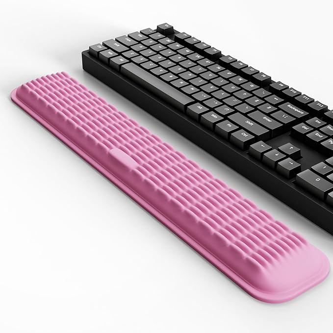 MEKASS Keyboard Wrist Rest, Soft Memory Foam Wrist Support for Keyboard, Keyboard Hand Rest Pad for Wrist Pain Relief, Keyboard Wrist Guard for Long Hours of Work, Gaming, Studying（Pink）