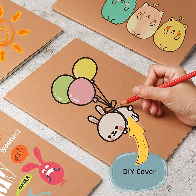 30 Pack Large B5 College Ruled Notebook & Journal Bulk, Kraft Cover, B5 Size, 7.6x10 inch, 60 Pages, Line Thick Paper, Subject Note Pad Planner Set for Women Men Kids Traveler Student Office