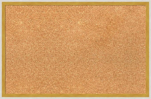 Amanti Art Natural Cork Board for Wall, 15x23 Vision Board with White Frame, Small Corkboard Office Decor for Home Organization, Modern Corkboard Pinboard to Display Items for Home Organization in