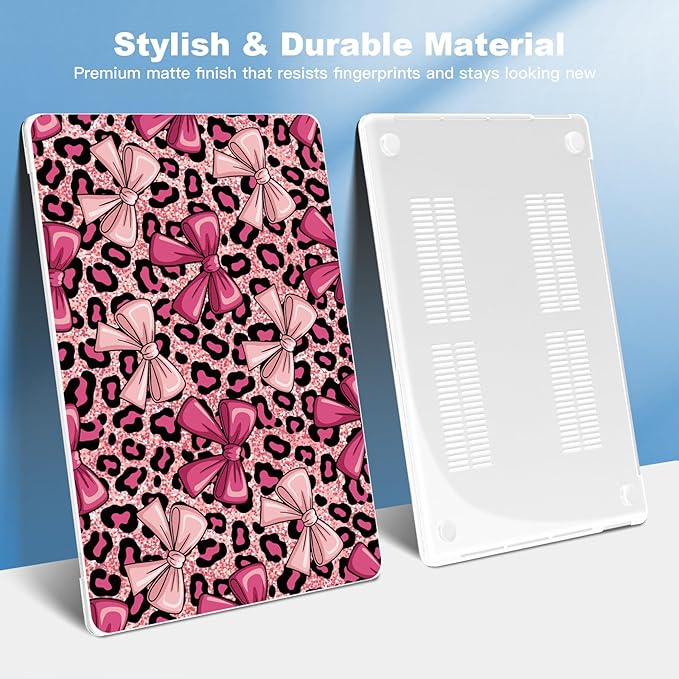 Teryeefi for MacBook Pro 13 inch Case A2338 M2 M1 Chip A2251 A2289 A2159 A1989 A1706 (2025 2024 2023 2022-2016) Release, PC Hard Shell with Keyboard Cover Trackpad Film Type C Adapter, Pink Bow 140